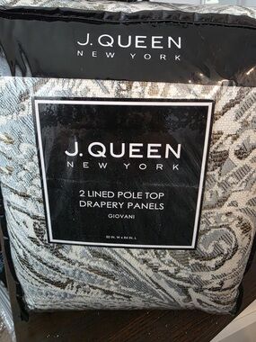 J. Queen New York Giovani Lined Pole Top Drapery Panels - Silver/Gray
